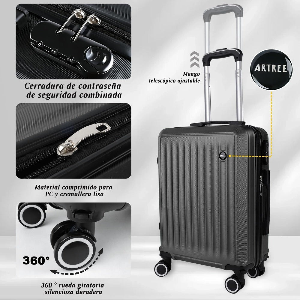 Maleta De Cabina Exclusiva Para Vuelos Europeos, Ideal Para Vacaciones De Verano Y Viajes A La Playa. Dimensiones Precisas De 55×40×20 Cm, Diseño Rígido Resistente Con 4 Ruedas Giratorias 360°, Tirador Telescópico Suave Y Cerradura De Seguridad. Ligera Y