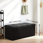 Taburete Plegable de Cuero con Doble Costura, Material de Cuero Fácil de Almacenar, Gran Capacidad de Carga Ideal para Sentarse, Taburete para Cambiar Zapatos en el Sofá, Banco de Almacenamiento, Banco Largo, Caja Taburete
