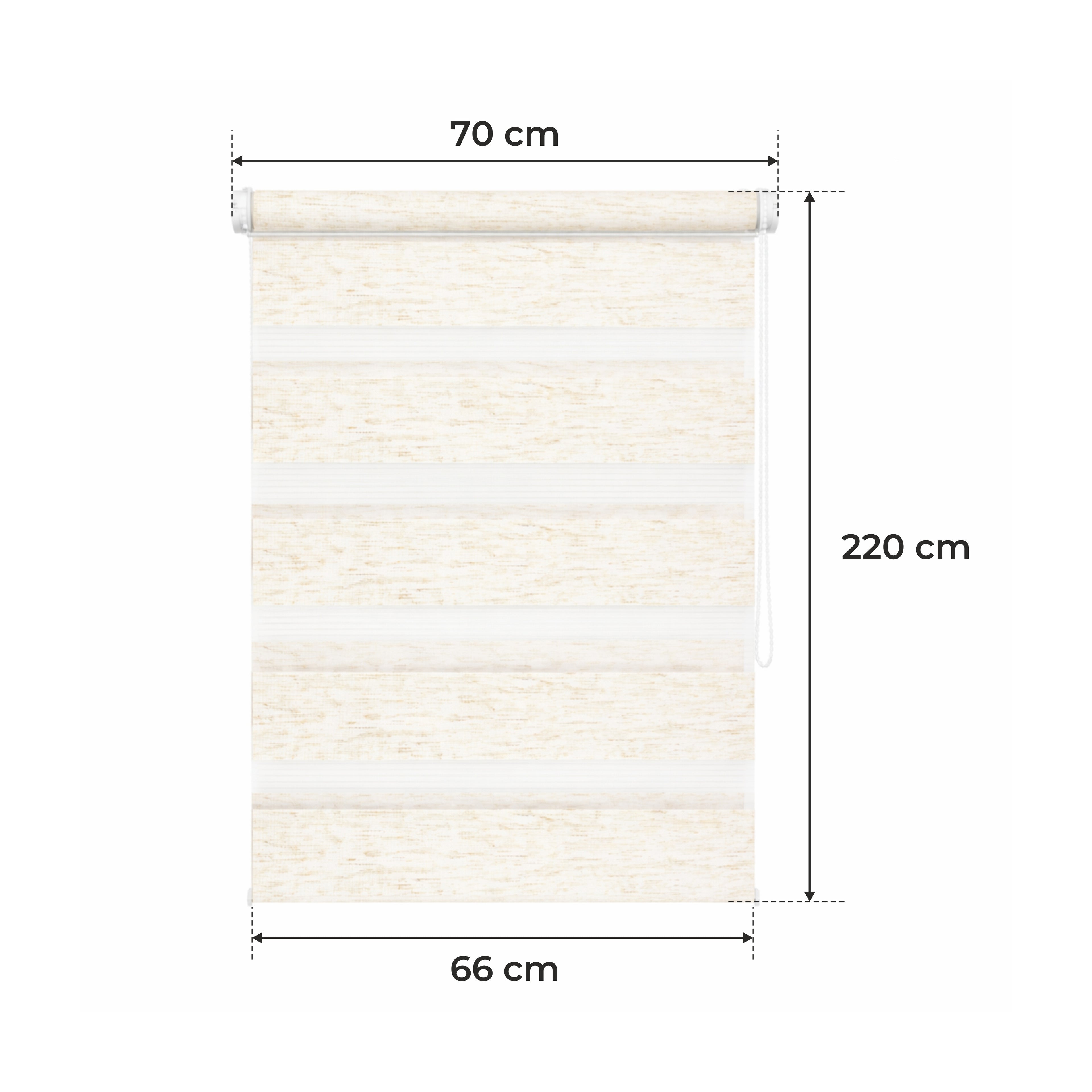 Persiana Día y Noche - Beige Melange - 32 Tamaños - BOJANEK Día y Noche - Instalación No Invasiva en Ventanas, Sin Necesidad de Taladrar, Ajuste por Cadena, Soportes Ajustables para Diferentes Grosos de Ventanas, Diseño Moderno, Protección de Luz y Privac