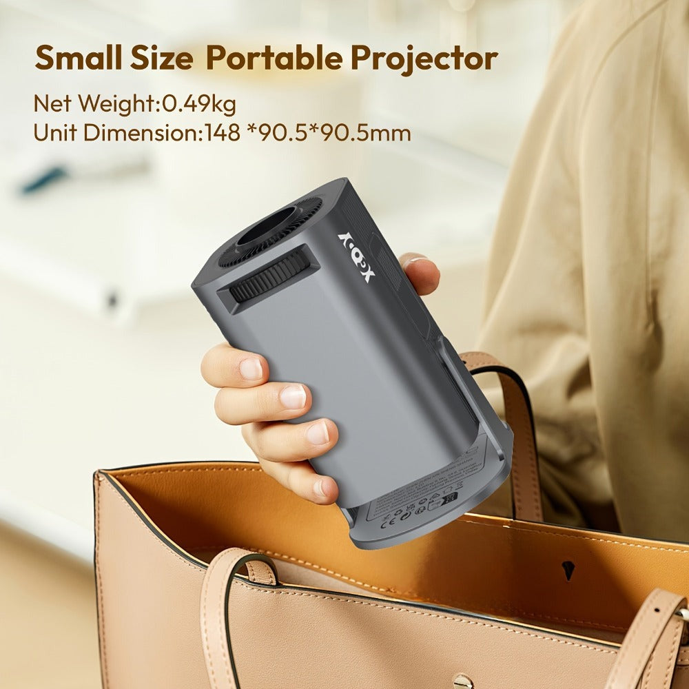 LUXVYN 2026 Proyector Portátil, con Android 11, Dual Wifi6, Brillo de 340ANSI, Local 1280X720P HD, Soporte 4K, Bajo Ruido, Ángulo de Proyección Flexible de 180°, Mini Proyector de Cine en Casa