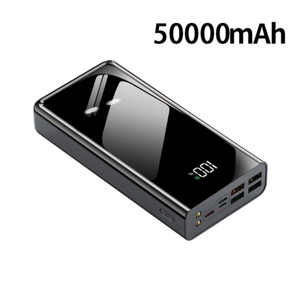 Batería Externa de Alta Capacidad de 50000Mah con Carga Rápida y Indicador LED de Energía, 4 Puertos USB, Puertos Tipo-C, Fuente de Alimentación Portátil de Emergencia para Uso en Exteriores, Batería de Respaldo, Compatible con Carga de Dispositivos iPhon