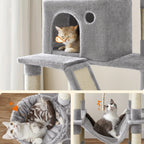 Torre rascadora para gatos 206 cm | Juego descanso y cuidado de las uñas