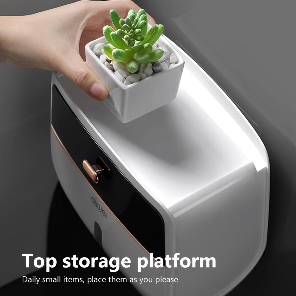 Caja de Papel Higiénico para Baño, Portarrollos de Doble Capa, Contenedor de Papel Montado en la Pared, Estante para Papel Higiénico, Accesorio para Baño