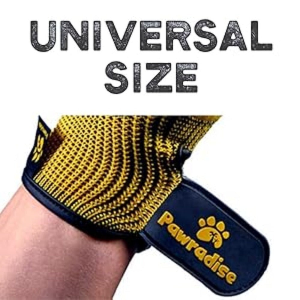 Guantes para baño y aseo de mascotas - Guantes para deshacer pelaje aptos para mascotas con pelo largo y corto, eficaces para eliminar el pelo de gatos, perros y caballos (Amarillo)
