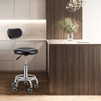 Taburete de bar giratorio con respaldo y altura ajustable, silla de metal rodante hidráulica de alta resistencia de 181.44 kg para cocina, salón, oficina, masajes y clínica
