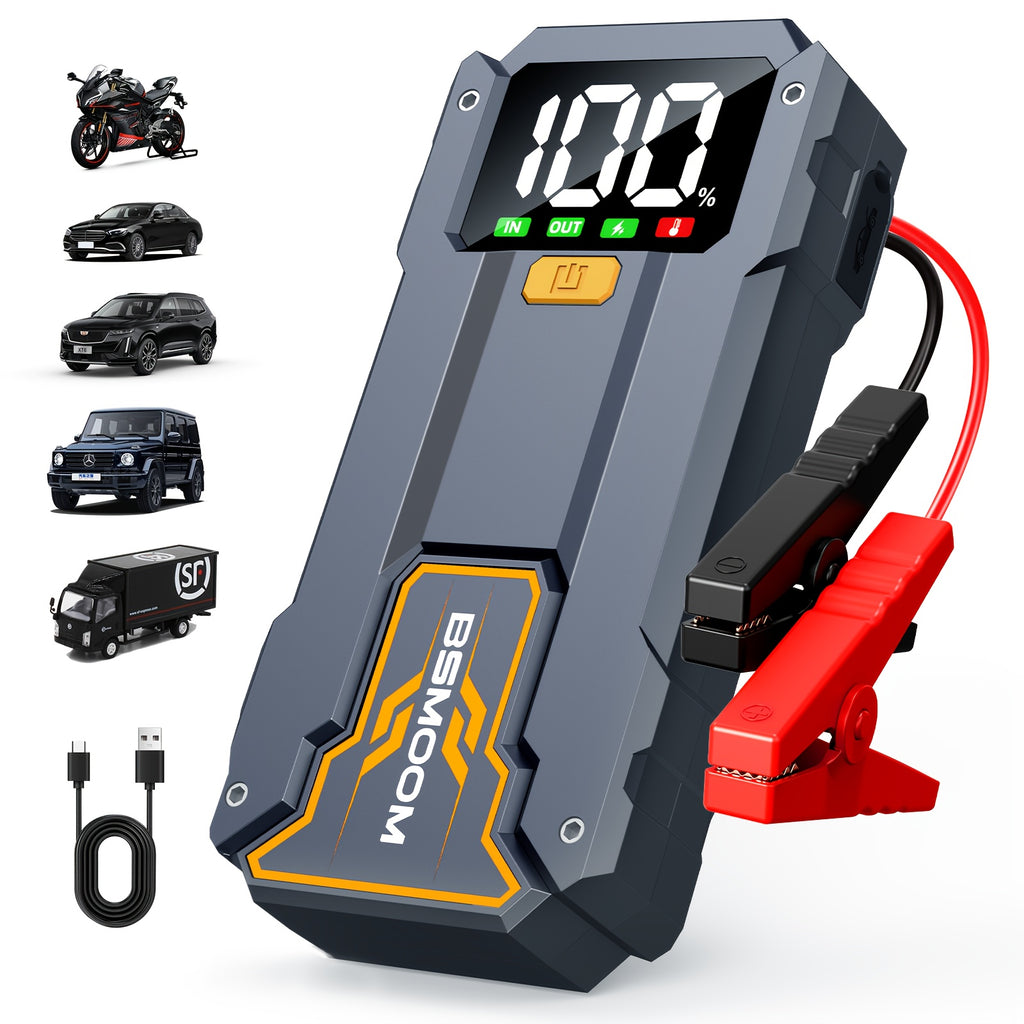 Arrancador de Coche 7000A con Linterna LED, Pantalla LCD Grande, Pack de Refuerzo de Batería de Emergencia para Coche de 12V, Jump Box, Cargador Portátil Power Bank