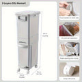 Cubo de basura estrecho de cocina de 32L con tapa, clasificación selectiva con división o dos contenedores interiores, pedal para separación de residuos secos y húmedos, contenedor de plástico para ahorrar espacio para cocina y baño