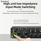 Interfaz de audio profesional Depusheng, tarjeta de sonido, 24 bits/192 kHz, XLR y alimentación fantasma, para guitarra eléctrica, PC/streaming/Win, alimentación por USB