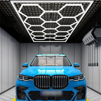 Paquete de 14 luces LED hexagonales con bordes - Luces de garaje, 680W 72420LUMEN luz blanca fría 6500K, iluminación de techo LED hexagonal para garaje, estudio, almacén, taller de detallado de autos
