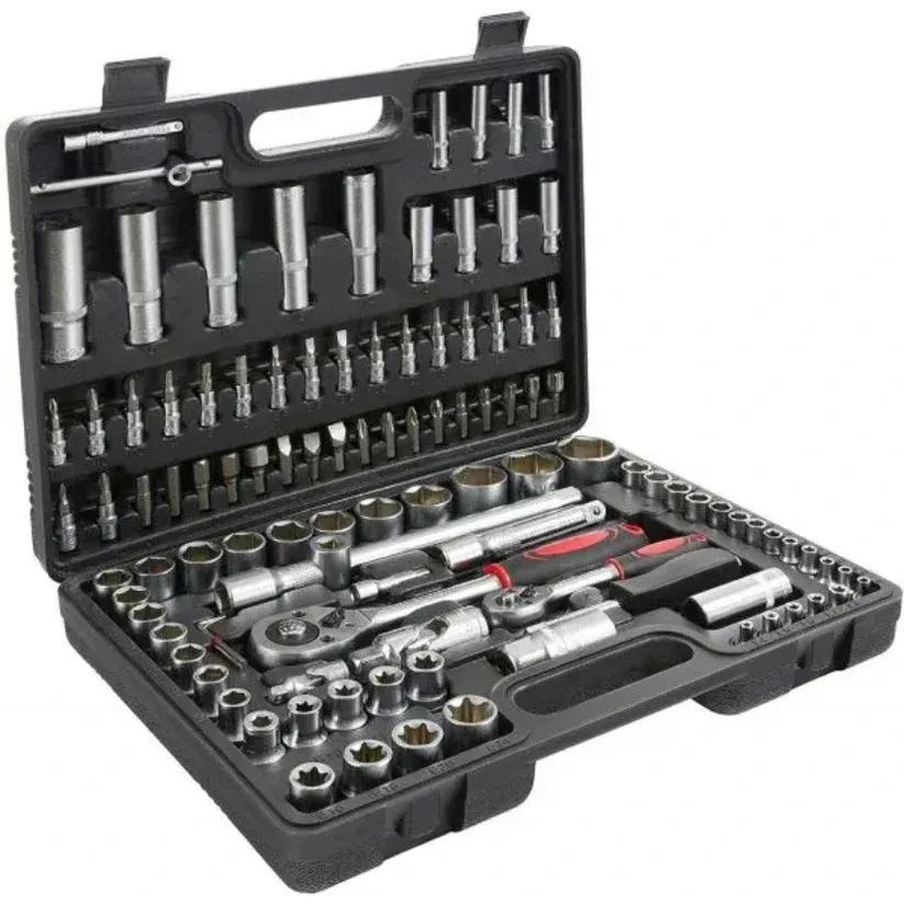 Juego de herramientas de 108 piezas Vasos para Llaves Carraca, incluye Llave de Trinquete, Ideal para Bricolaje, Reparación o Trabajos Mecánicos