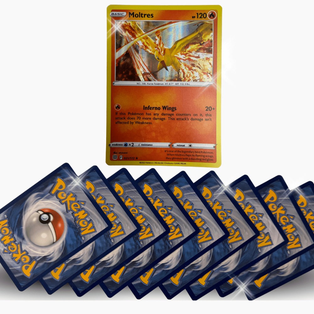 10 Cartas Originales de Pokémon Reversas/Holo, Cartas Brillantes de Pokémon en Inglés - Holográficas/Reversas con Foil - Cartas Surtidas