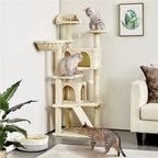Rascador para gatos Costoffs, de 145 cm de altura, robusto árbol trepador con postes de sisal para rascar, 2 cuevas para gatos y sisal de juego para gatos