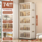 Armario de Almacenamiento Plegable con Ruedas y Puertas - Extra Gran Capacidad, Diseño Transparente para Dormitorio, Organización de Armario para Ropa, Documentos, Juguetes - Organizador de Plástico