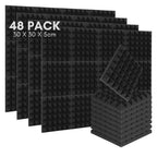 48 piezas de paneles acústicos autoadhesivos, 30X30X5 cm, pared insonorizada, insonorización para estudio de grabación, espuma acústica, paneles de espuma insonorizados para pared, negro