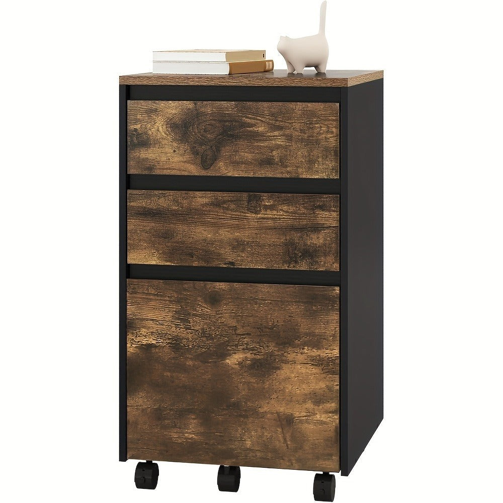 1pc Gabinete de Almacenamiento para Oficina con 3 Cajones, Gabinete de Oficina, Gabinete para Carpetas, Gabinete de Oficina con Ruedas, Contenedor Rodante con 3 Cajones, 40X70X40 Cm