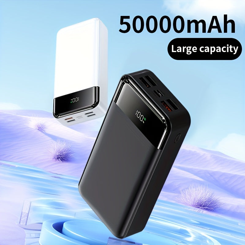 Batería externa | Un Power Bank Portátil de Alta Capacidad con Carga Rápida de 50000Mah, Cuatro Puertos USB, Interfaz Tipo-C y Micro, Adecuado