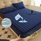 1 pieza Protector de colchón impermeable de alta calidad, sábana bajera ajustada, fabricada con tecnología de gofrado Soundwave, cubrecama suave y cómodo, lavable a máquina, apto para dormitorios, hoteles, residencias estudiantiles, fundas de almohada y r
