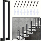 Barandillas para escaleras | Metal U-Shaped Handrail Railing for Stairs, Indoor Outdoor Balustrade, Side Mounted, Black, for Staircase, Balcony