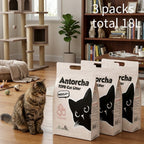 Arena sanitaria para gatos de tofu | 3 bolsas | 6 litros por bolsa | Absorción rápida | Forma grumos rápidamente | Desodoriza eficazmente | Sin polvo | Gránulos finos