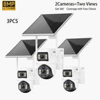 XIAOVV 1 pza/3 pzas Cámara de seguridad solar inteligente PTZ de doble lente y doble vista para exteriores. Cuenta con monitoreo de /inclinación de 360°, panel solar incluido, detección de movimiento con visión nocturna en color y audio bidireccional. Ide