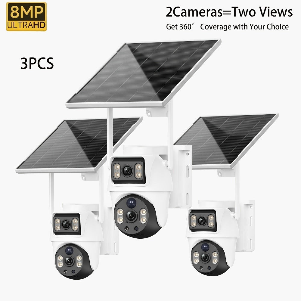 XIAOVV 1 pza/3 pzas Cámara de seguridad solar inteligente PTZ de doble lente y doble vista para exteriores. Cuenta con monitoreo de /inclinación de 360°, panel solar incluido, detección de movimiento con visión nocturna en color y audio bidireccional. Ide