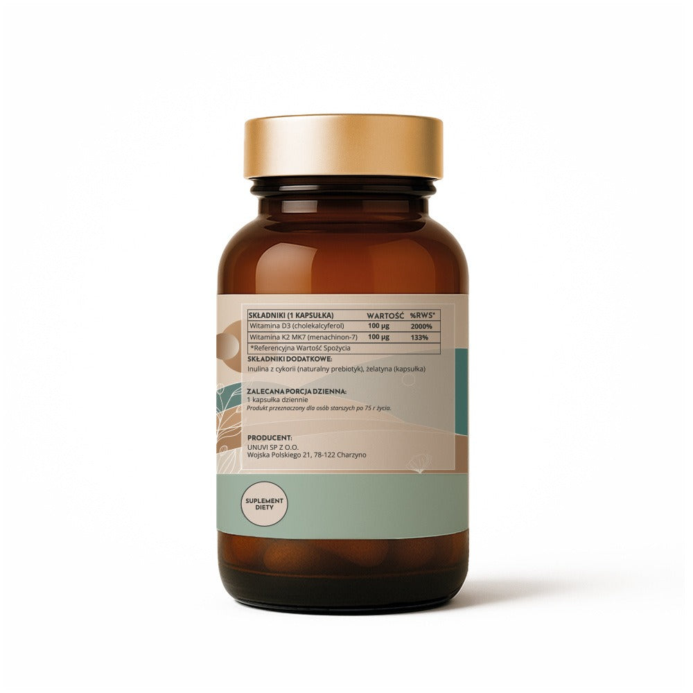 Vitamina D3 4000 IU + K2 MK7 100 Mcg FORTE - 120 Cápsulas Suplemento Dietético UNUVI