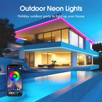 Tira de luz LED neón de 5M/10M/15M/20M/30M, 24V, control remoto/aplicación, tira de luz RGB flexible, IP67, ideal para dormitorio, habitación y decoración exterior