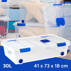 Caja Almacenamiento plástico para Guardar y Ordenar Juguetes, Libros, Documentos, Ropa, Mantas. Cierre Hermético, Gran Capacidad y Resistencia - Dekohome