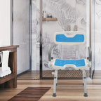 Silla de ducha con respaldo para baño movilidad y cuidado diario | 50 cm y 150 kg y ajustable