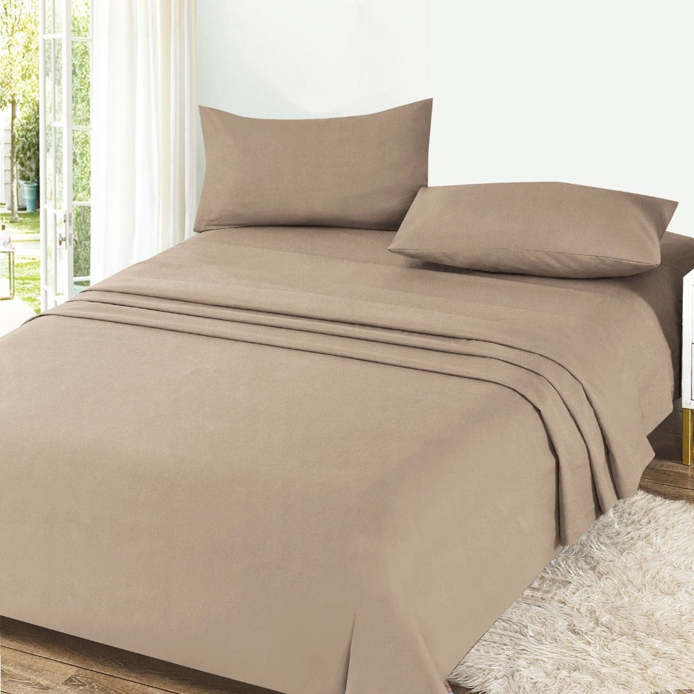 Juego de Sábanas Ligero Suave Fresca 4 Piezas para Cama de 90/105/135/150 cm – 100%Microfibra – Incluye Sábana Bajera Ajustable con borde elástico de 25 cm de profundidad, Sábana Encimera y 2 Fundas de Almohada – Suave, Transpirable y Confortable