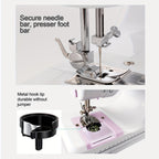 Mini Máquina de Coser para Principiantes, 12 Agujas Multifuncional para el Hogar, Portátil, de Doble Hilo, Inversión de Puntos, Dos Velocidades, Alimentada por Batería, (Batería No Incluida en el Paquete)