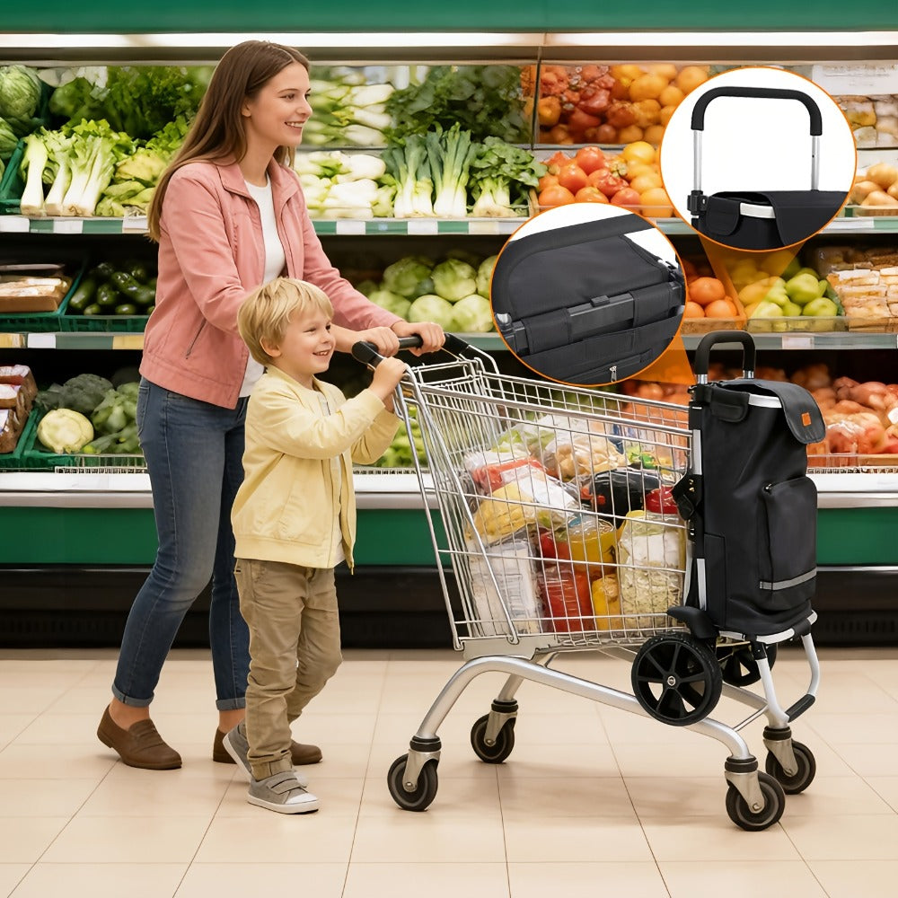 Carrito de compras plegable ajustable plegable | Supermercado camping y transporte diario