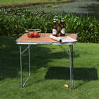 1pc Mesa de Camping Plegable con Asas, de 70X50X60Cm, Ideal para Picnics al Aire Libre y Uso en Playa, Hecha de Aluminio y MDF, Diseñada para Jardines