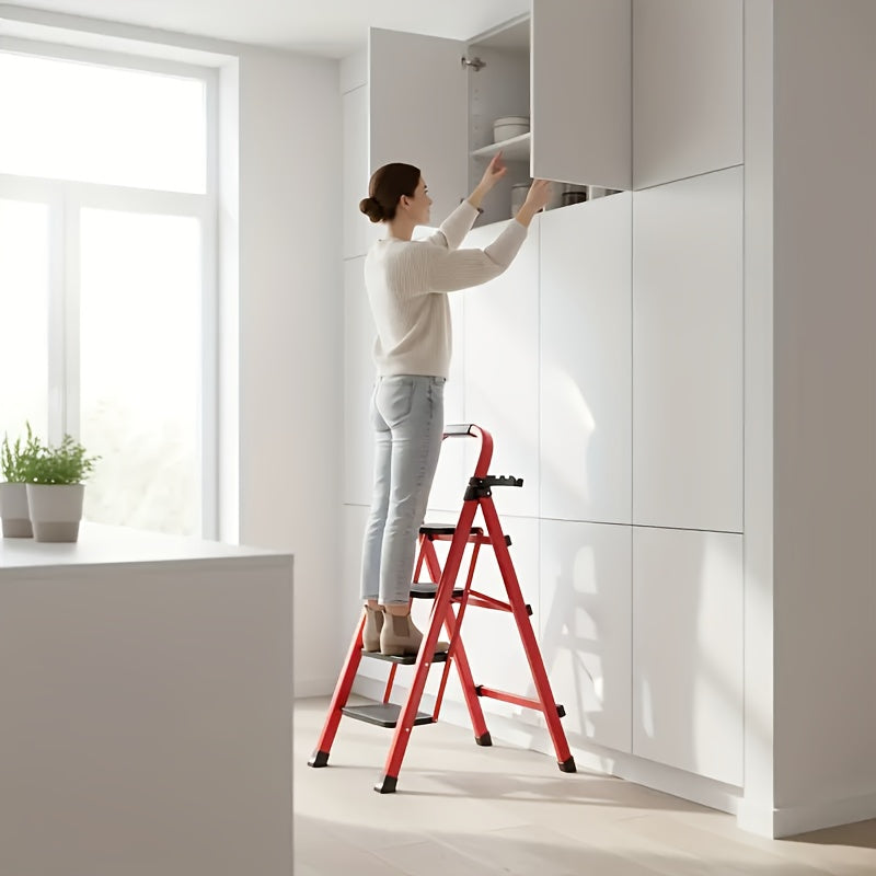 Escalera plegable para limpieza, almacenaje y bricolaje | metal y plegable