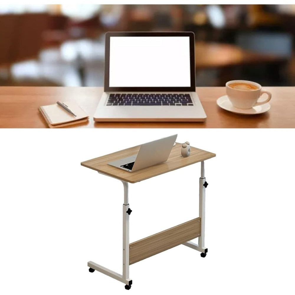 Mesa auxiliar con ruedas 60X40 cm Mesa para portátil Mesa Auxiliar de Altura Ajustable para Dormitorio Mesita de Noche Móvil Diseño Compacto que Ahorra Espacio
