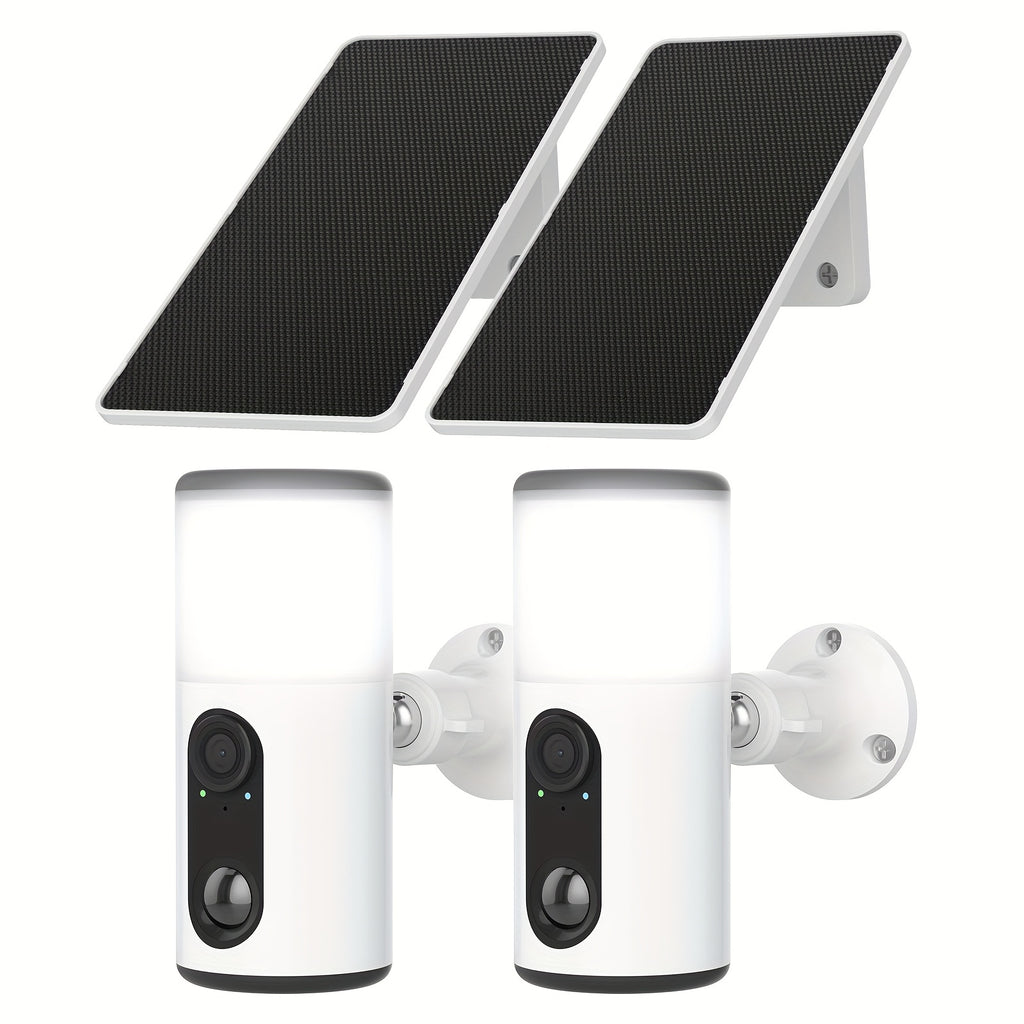 Cámara Solar Inalámbrica para Exteriores, Cámara de Reflector, Video con Visión Nocturna a Color, Audio Bidireccional, Sirena Activada por Movimiento, Acceso Multiusuario, Almacenamiento Local en Tarjeta SD y Suscripción en la Nube Opcional, Compatible co