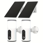 Cámara Solar Inalámbrica para Exteriores, Cámara de Reflector, Video con Visión Nocturna a Color, Audio Bidireccional, Sirena Activada por Movimiento, Acceso Multiusuario, Almacenamiento Local en Tarjeta SD y Suscripción en la Nube Opcional, Compatible co