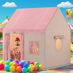 Tienda de campaña estilo casa a cuadros rosa y blanco - Casa de juegos extra grande para interiores y exteriores para niños | Se pliega para un fácil almacenamiento | Casa a cuadros rosa grande | Regalo perfecto para vacaciones y cumpleaños para niños y n