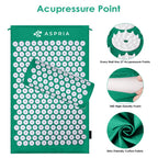 Aspria Set de Acupresión Verde 3/4 Piezas, Colchoneta de Acupresión y Almohada de Acupresión, para que te Relajes Cuerpo y Mente. Colchoneta de Acupresión Verde + Toalla Gruesa + Bolsa de Almacenamiento. MGY-S3-004