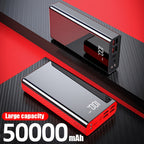 Batería externa | Banco de energía de 50000 mAh, 22,5 W de carga rápida, diseño de espejo de pantalla completa, banco de energía de gran