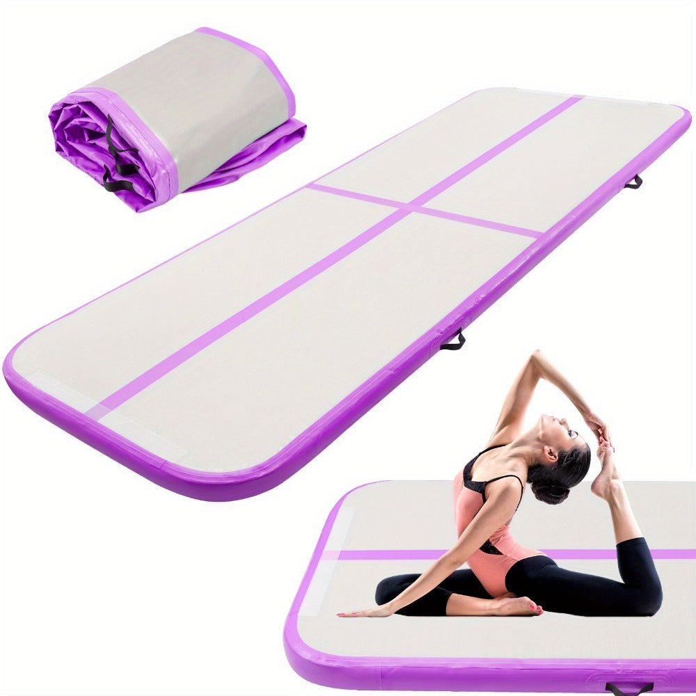 Colchoneta de aire de PVC de 10FT | 3m×1m×10cm Colchoneta inflable para gimnasia y acrobacia para entrenamiento de yoga, color sólido en, púrpura, verde fluorescente - Youyijia
