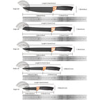 Colección de 20 piezas de cuchillos profesionales con soporte. Cuchillo de chef, cuchillo de carnicero, cuchillo para pan, cuchillo para rebanar, cuchillo deshuesador y utensilios de cocina completos. Construcción de espiga completa con mangos antidesliza