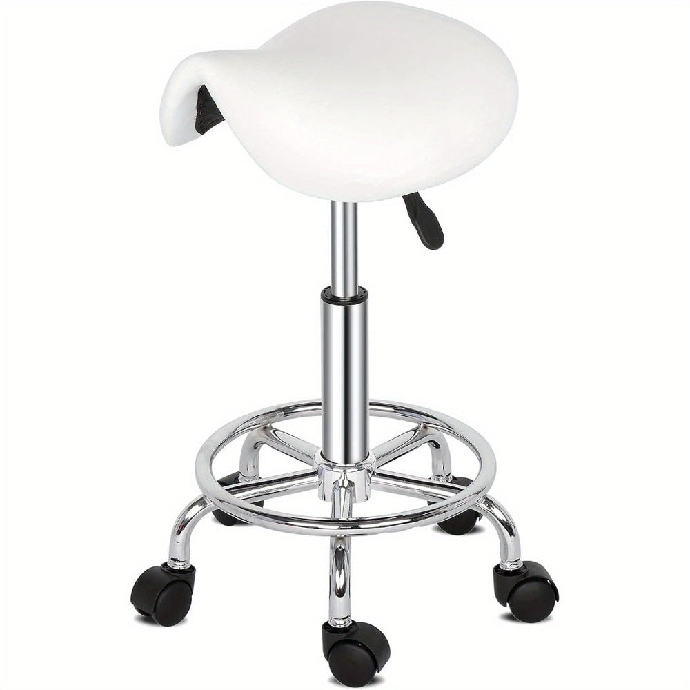 Bonnlo Taburete, Taburete Rodante de Altura Ajustable, Taburete de Trabajo Giratorio de 360°, Taburete Giratorio para Oficina/Salón/Bar, Cuero Sintético