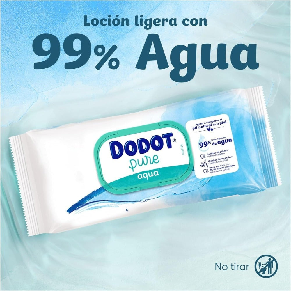Toallitas Dodot Aqua Pure Para Bebé. 672 Toallitas - 14 Pack De 48 Unidades. Ayuda A Restaurar El PH Natural De La Piel, 99% Agua, Sin plástico. Toallitas doodot Aqua Pure