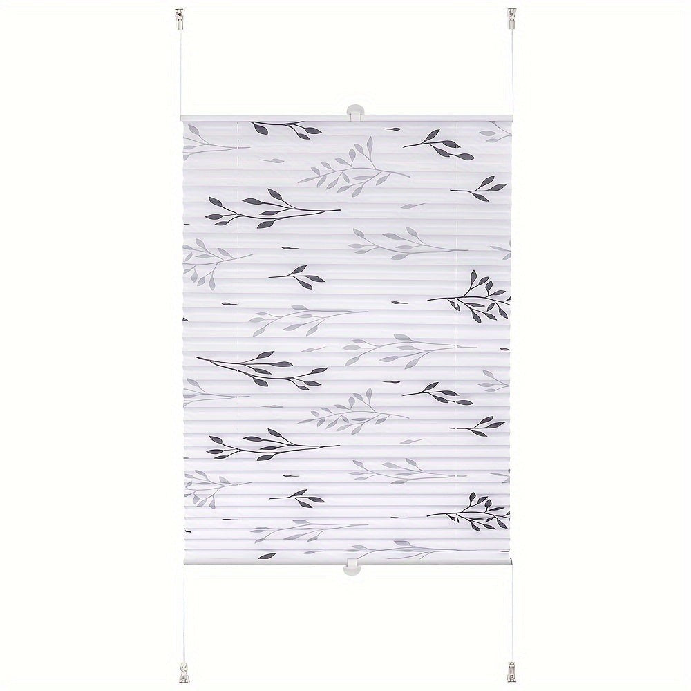 1pc Cortinas Plisadas Sin Taladro Requerido Con Portarrollos de Clip, Cortinas Plisadas de Clip, Cortinas Opacas de Protección Solar con Diseño de Ramas de Árbol, Cortinas para Ventanas y Puertas