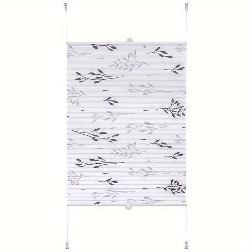1pc Cortinas Plisadas Sin Taladro Requerido Con Portarrollos de Clip, Cortinas Plisadas de Clip, Cortinas Opacas de Protección Solar con Diseño de Ramas de Árbol, Cortinas para Ventanas y Puertas
