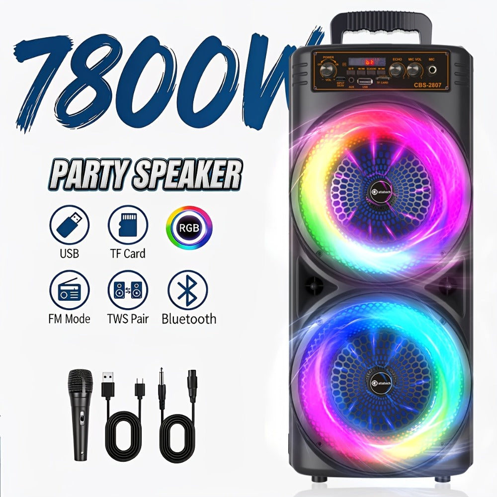 Altavoz Bluetooth de 8200W de suelo a techo, sistema de sonido estéreo sin varillas de doble altavoz, subwoofer portátil con iluminación ambiental RGB, excelente calidad de sonido, imprescindible para fiestas de Pascua/Día de la Madre, perfecto para reuni