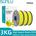 SUNLU Filamento PETG de Alta Velocidad, Filamento PETG para Impresión 3D, Menos Desprendimientos, Buena Adhesión de Capas, Alta Resistencia a la Tracción, Soporte para Impresión de Alta Velocidad de 50-600 mm/s, 3kg (6.6lbs)
