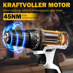 Atornillador Inalámbrico de Poder con 1x O 2x Baterías y 23 Puntas, 18+1 Ajuste de Torque, Taladro Combi de 2 Velocidades, Kit de Taladro con Garfio de 3/8" con Caja de Almacenamiento para Bricolaje en el Hogar, Luz LED para Cemento, Hormigón, Techo, Ladr