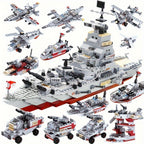 BricZplay 1068 piezas Bloques de Construcción de Buque de Guerra de la Marina y Ejército Conmemorativo, Aviones, Regalos para Festivales, Acción de Gracias, Halloween, Navidad, Año Nuevo - Mejores Regalos para Pascua